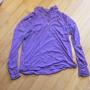 Lilac purple Zella Ruched pullover w/ quarter zip